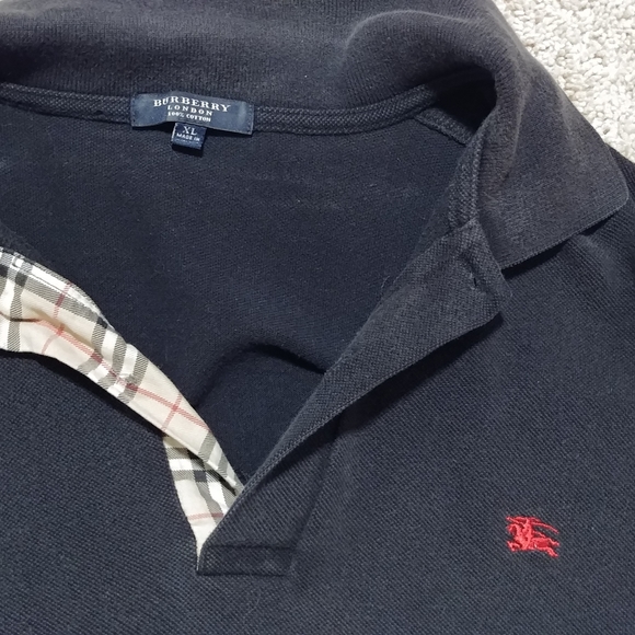 Burberry Polo Shirt Men's XL Black - Picture 2 of 5